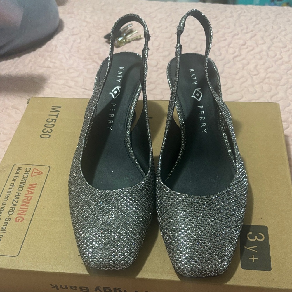 Katy Perry Collections Silver Glitter Slingback Pumps